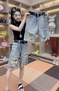 Summer New Arrival High-Waisted Stretchy Ripped Denim Shorts For Women – Premium 0 | RICALOUX