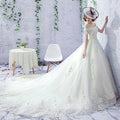 Wedding Dress Bride One-shoulder Trailing French Veil Hepburn Female - RICALOUX