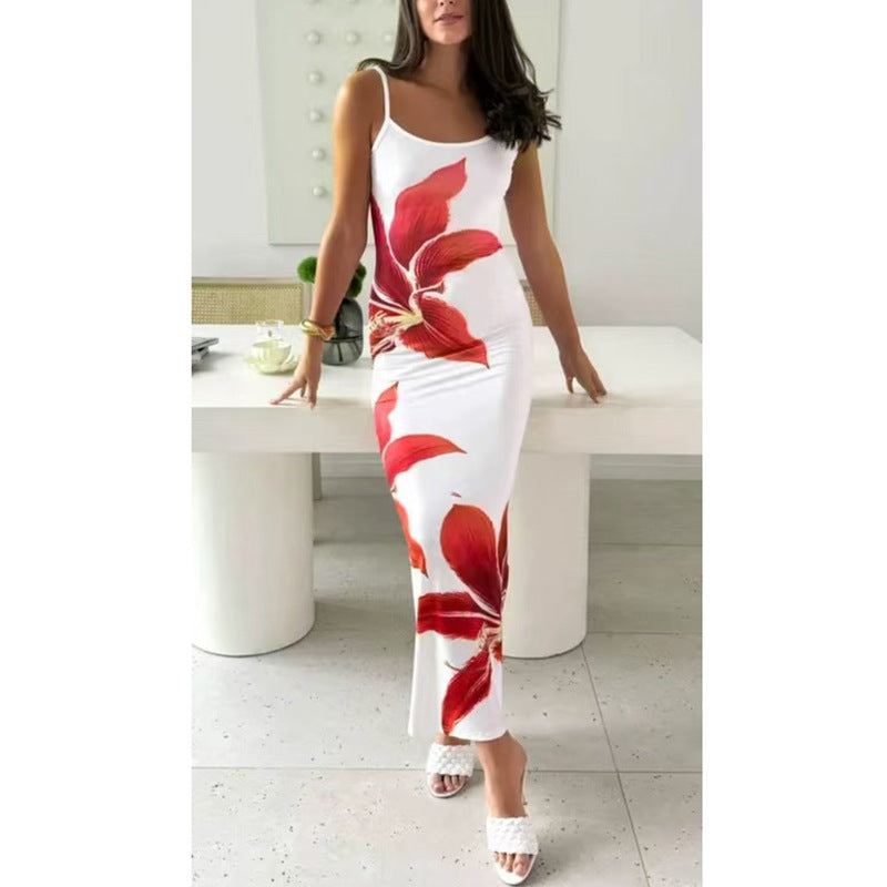 Bodycon Printed Strap Dress European And American Style by Ricaloux
