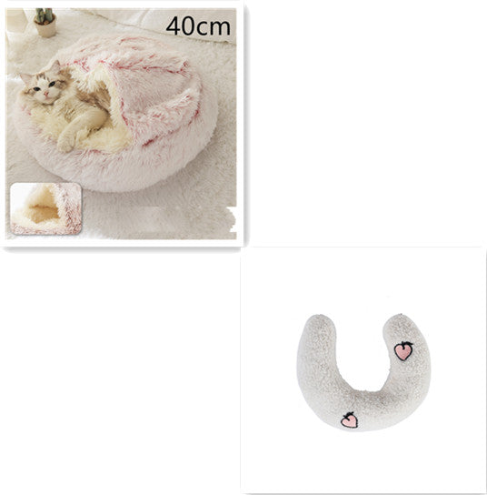 2 In 1 Dog And Cat Bed Pet Winter Bed Round Plush Warm Bed House Soft Long Plush Pets Bed Pet Products by Ricaloux