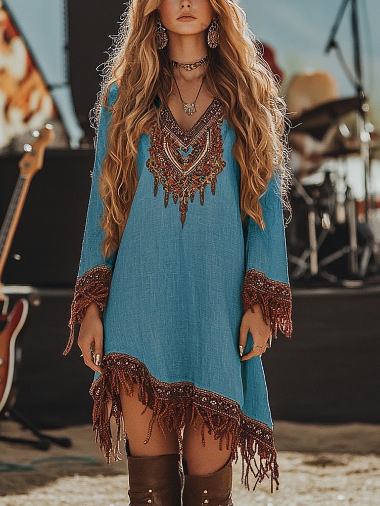Lace Loose Print Dress Girls - RICALOUX