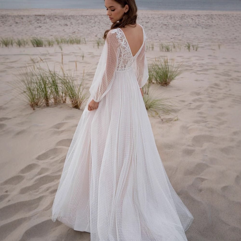 Wish Mesh Split New Light Women's Wedding Dress - RICALOUX