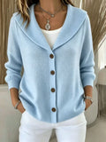 Womens Knitted Button-up Polo-neck Sweater by Ricaloux