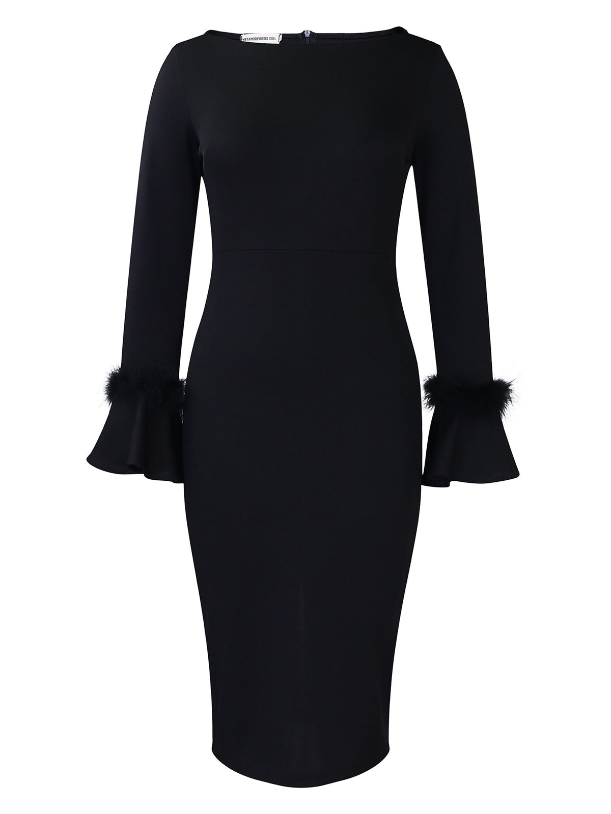 Fashion Solid Color Sheath Bell Sleeve OL African Dress - RICALOUX