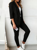 Womens Solid-color Versatile Fashionable Casual Suit Set by Ricaloux