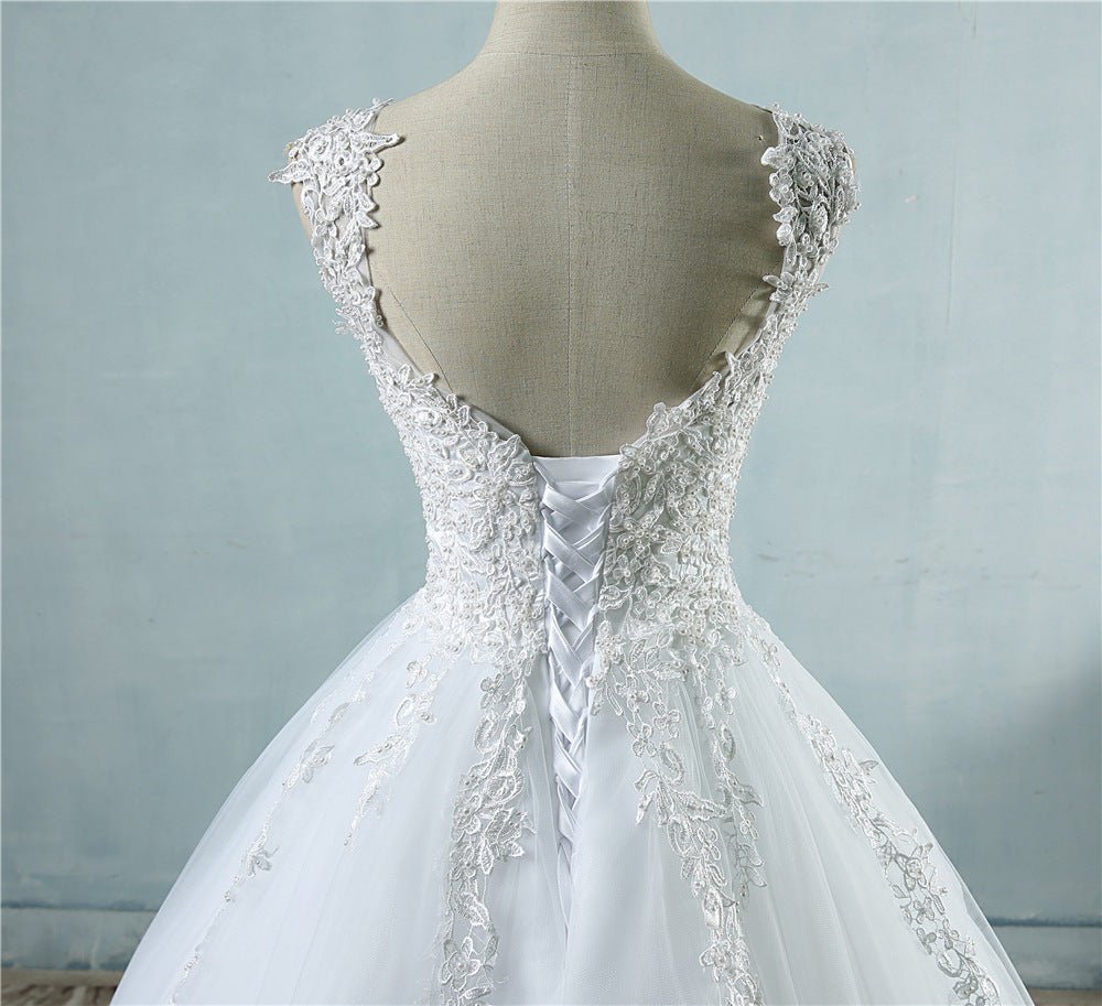 High Waist Wedding Dress With Deep V-neck - RICALOUX