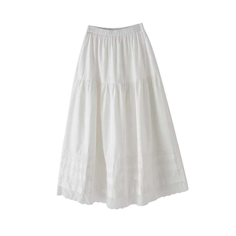 Slimming Lace-Patch Flared Skirt With Elastic Waist – Premium 0 | RICALOUX