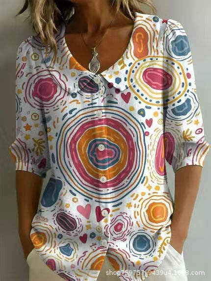 Womens Casual Fashion Printed Short-sleeve Top – Premium 0 | RICALOUX