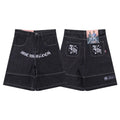Carnot-style Embroidered Cursive Lettering Denim Shorts by Ricaloux