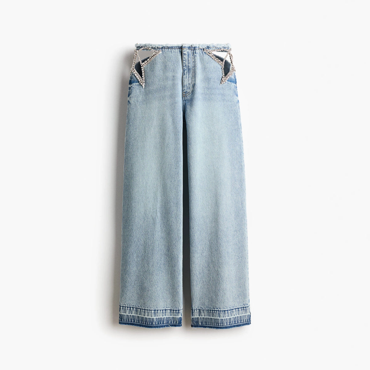 Womens Low-Waist Washed Straight-Leg Denim Jeans by Ricaloux