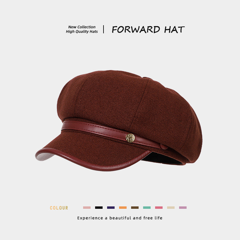 Korean-style Retro Wool Octagonal Hat Womens British Style – Premium 0 | RICALOUX