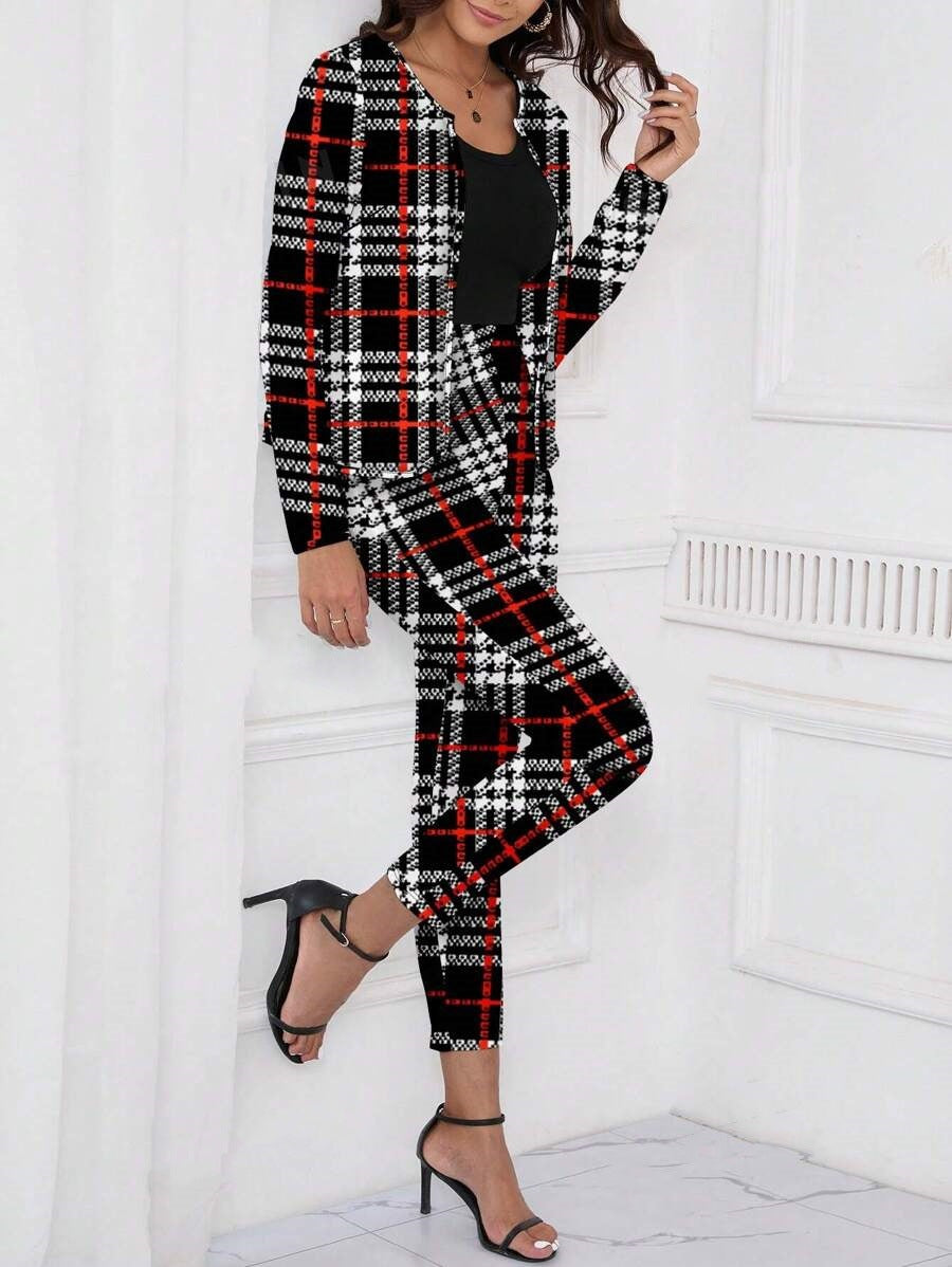 Womens Coat Cardigan And Leggings Two-piece Set by Ricaloux