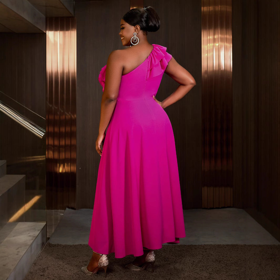 Womens One-shoulder Sleeve Evening Gown by Ricaloux