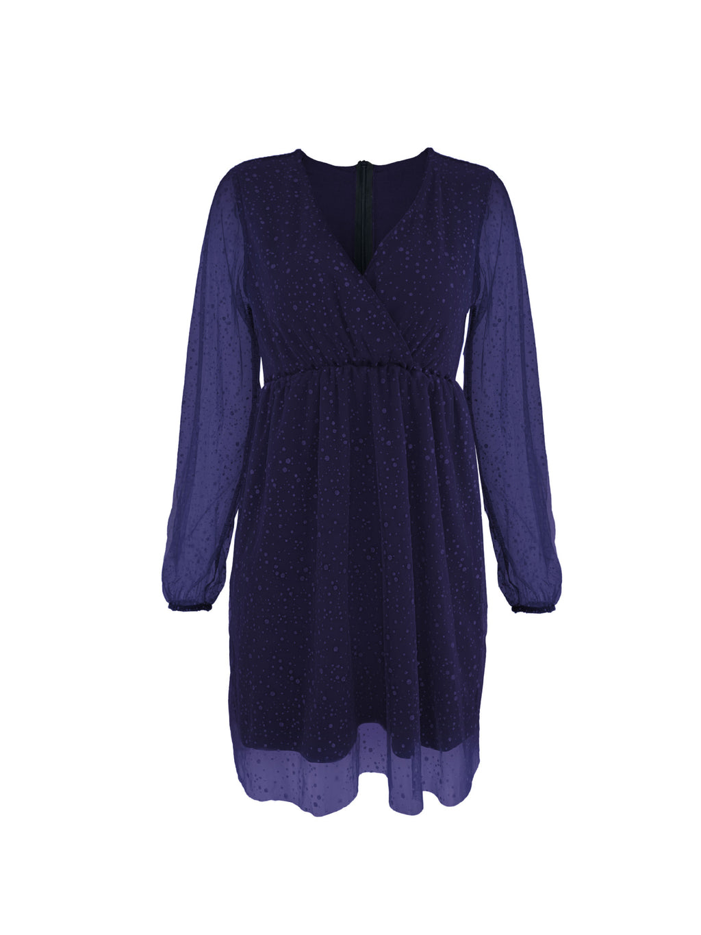 Women's Glitter Mesh Long Sleeve Mini Dress V Neck Wrap Waist Party Cocktail Dress – Premium 4 | RICALOUX