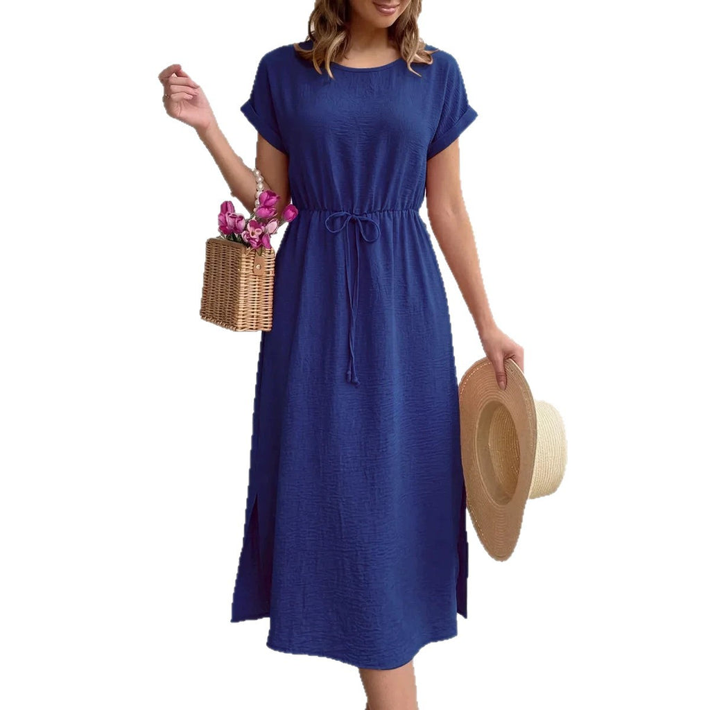 Womens Casual Loose-fitting Round-neck Dress by Ricaloux