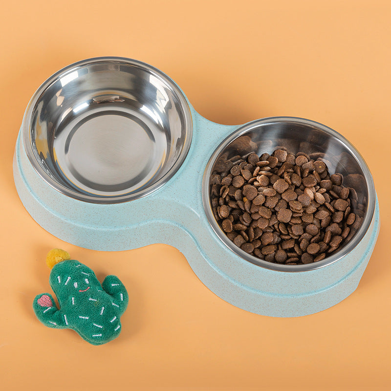Double Pet Bowls Dog Food Water Feeder Stainless Steel Pet Drinking Dish Feeder Cat Puppy Feeding Supplies Small Dog Accessories by Ricaloux