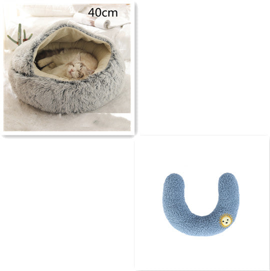 2 In 1 Dog And Cat Bed Pet Winter Bed Round Plush Warm Bed House Soft Long Plush Pets Bed Pet Products by Ricaloux