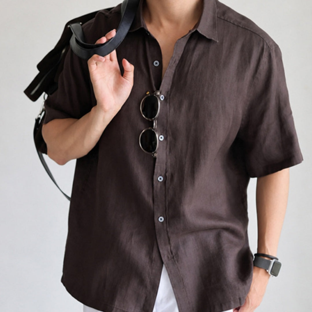 Mens Breathable Cool-feel Relaxed-fit Short-sleeve Shirt – Premium 0 | RICALOUX