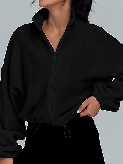 Women's Polar Fleece Sports Velvet Stand Collar Zipper Jacket - RICALOUX