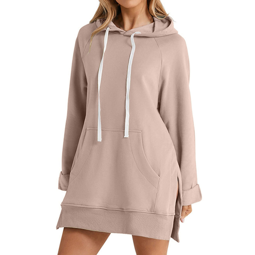 Womens Solid-color Hooded Mid-length Sweatshirt Now Available – Premium 0 | RICALOUX