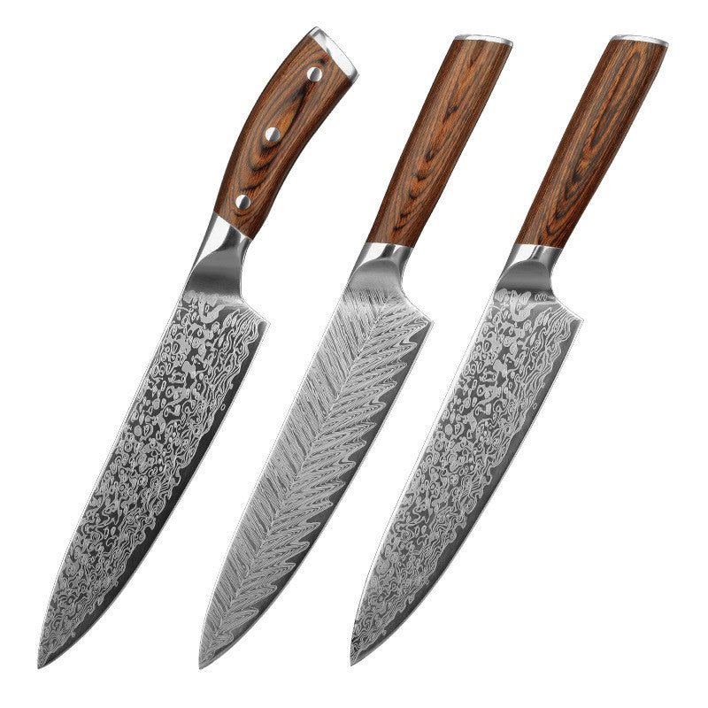 Damascus Leather Steel Kitchen Stainless Steel Kitchen Knife - RICALOUX