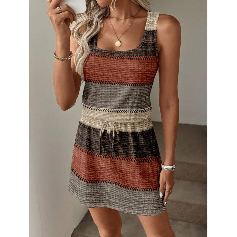 Ethnic Bohemian Crew-Neck Sleeveless Dress For Women by Ricaloux