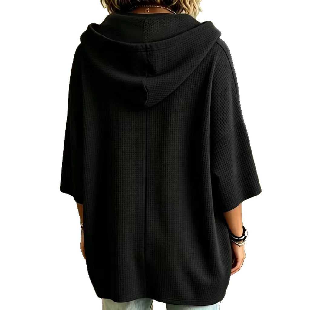 Waffle-knit Hooded Sweatshirt With Drawstrings – Premium 0 | RICALOUX