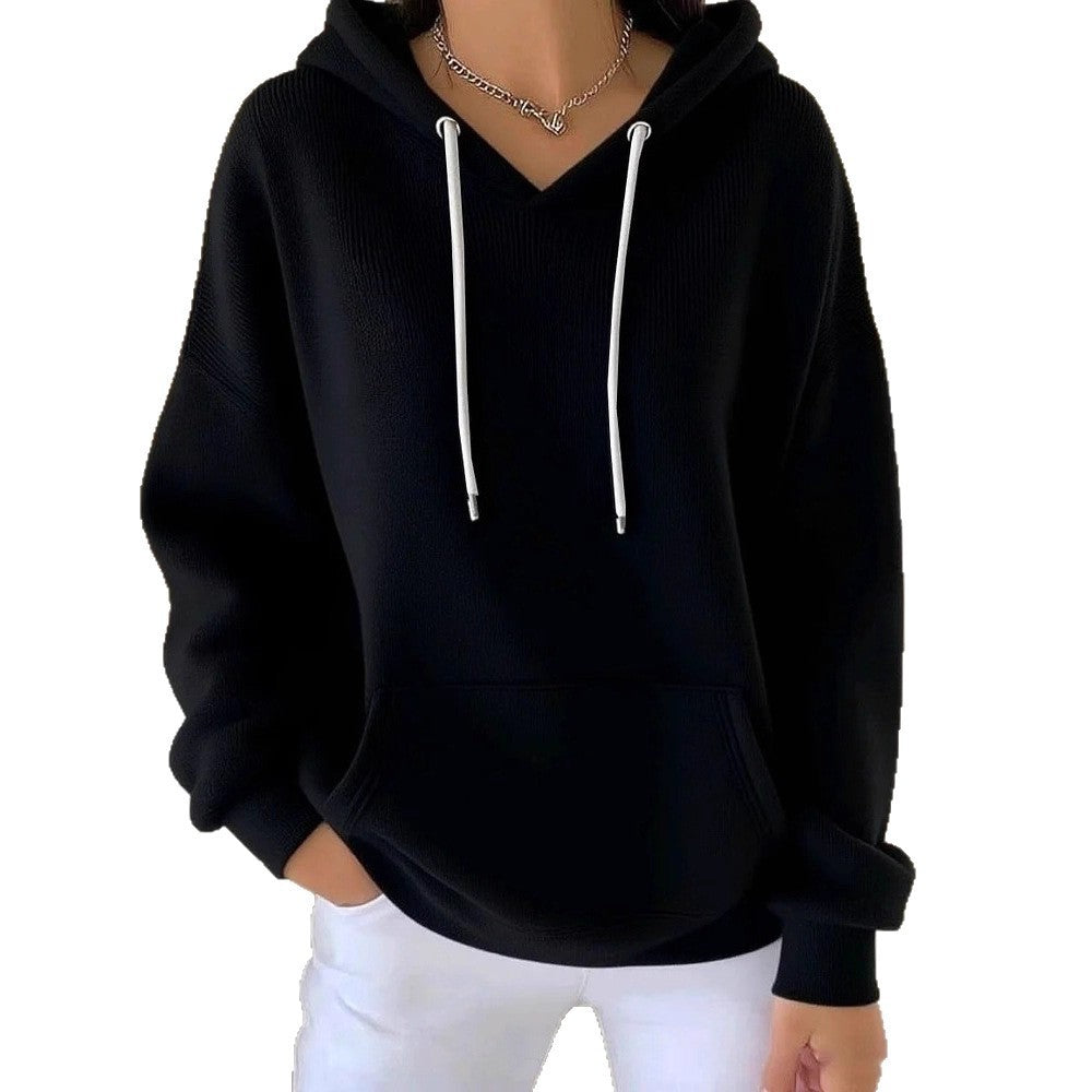 Casual Solid-color Trendy Hoodie With Drawstring Long-sleeve Hooded Sweatshirt – Premium 0 | RICALOUX