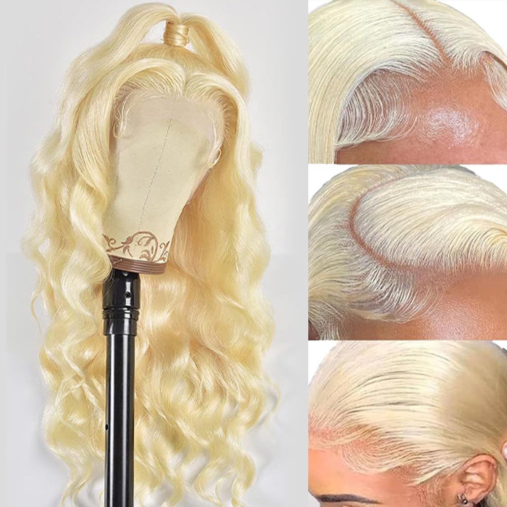 Hand-woven Front Lace Synthetic Wigs Golden Big Wave Long Curly Hair by Ricaloux