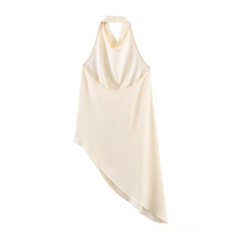 Solid-color Fashionable Asymmetrical Halter-neck Top – Premium 0 | RICALOUX