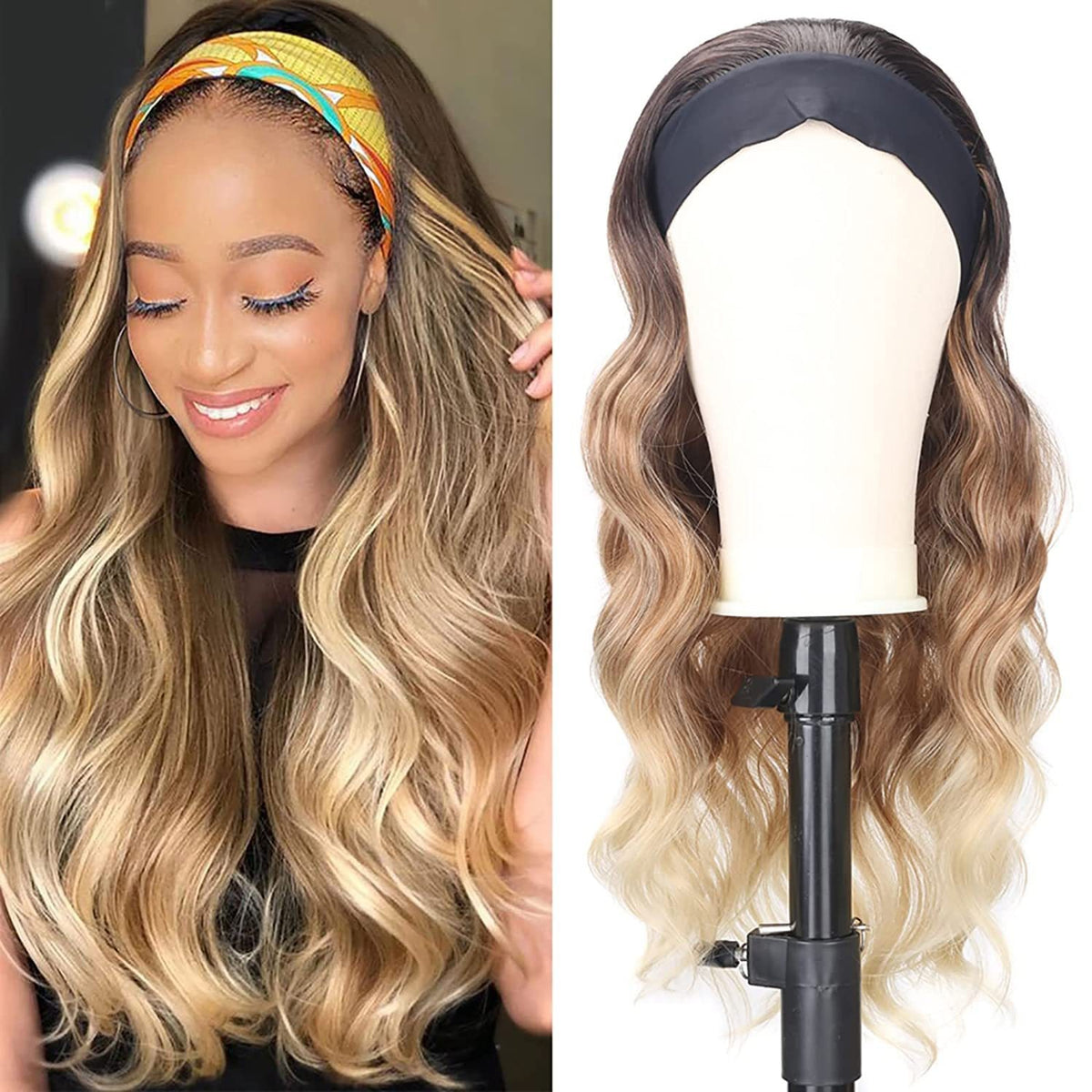 Body-wavy Multi-colored Rayon Headband Wig by Ricaloux