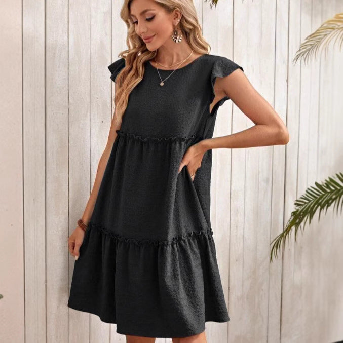 European And American-style Fashionable Thin Breathable Round-neck Sleeveless Dress by Ricaloux