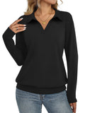 Womens Long-sleeved Fashionable Casual Minimalist And Relaxed-fit Top by Ricaloux