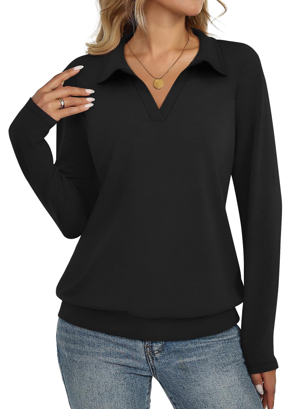 Womens Long-sleeved Fashionable Casual Minimalist And Relaxed-fit Top by Ricaloux