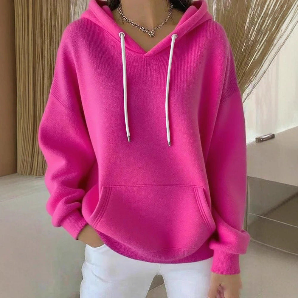 Casual Solid-color Trendy Hoodie With Drawstring Long-sleeve Hooded Sweatshirt – Premium 0 | RICALOUX