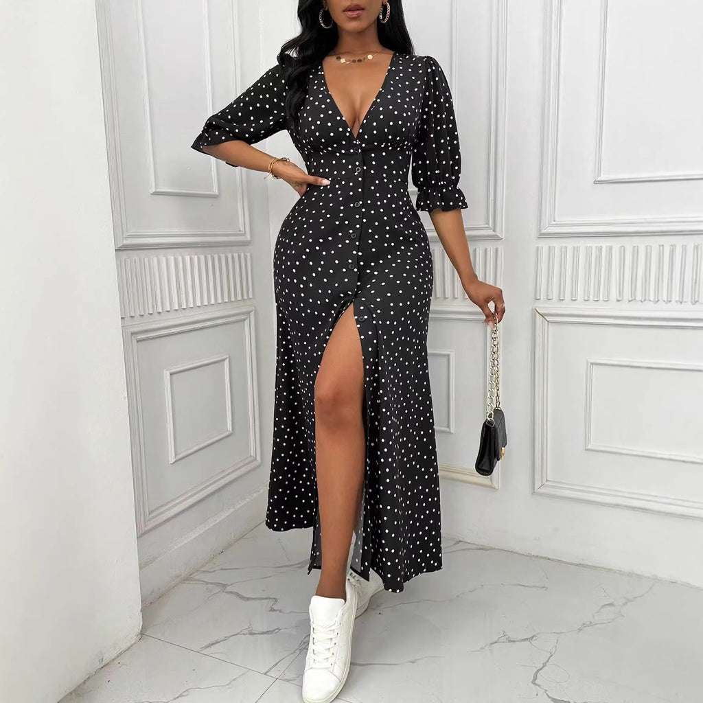 Polka-dot Elegant Casual Dress For Women by Ricaloux