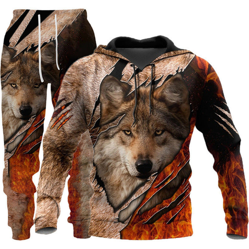 Animal-print Hooded Pullover Sweatshirt And Menswomens Sportswear Set – Premium 0 | RICALOUX