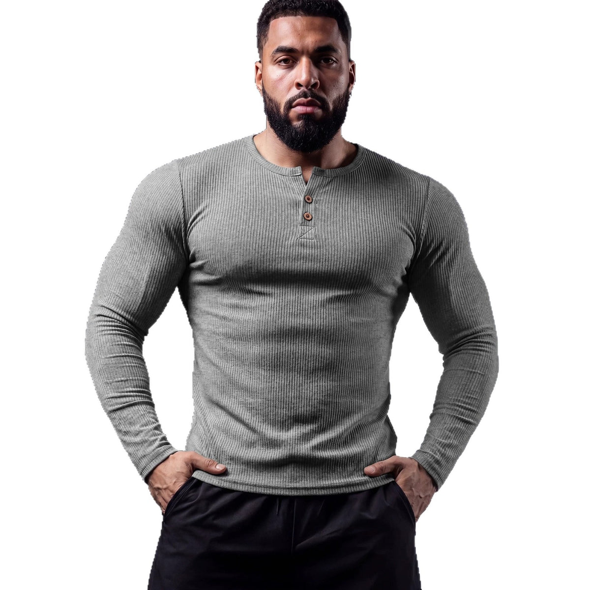 Muscle-fit Sporty-casual Half-button-down Long-sleeve – Premium 0 | RICALOUX