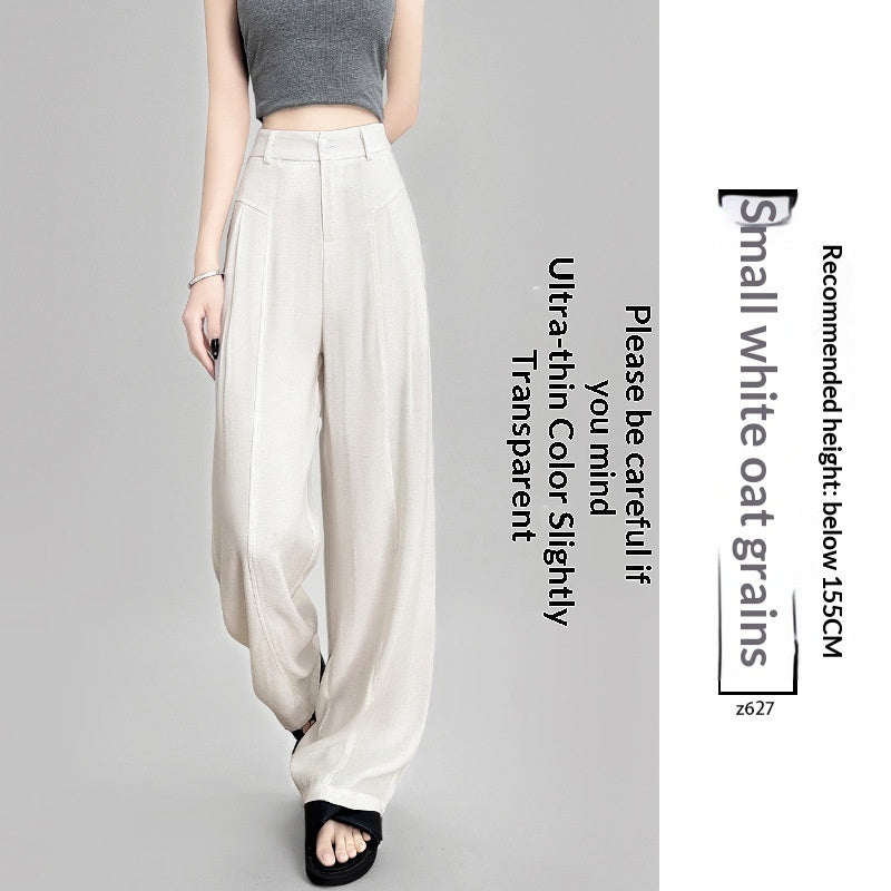 White Relaxed-fit Wide-leg Pants Womens Summer Lightweight Style by Ricaloux