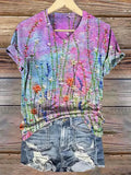3D Digital Print T-Shirt Womens V-Neck Short-Sleeve Top by Ricaloux