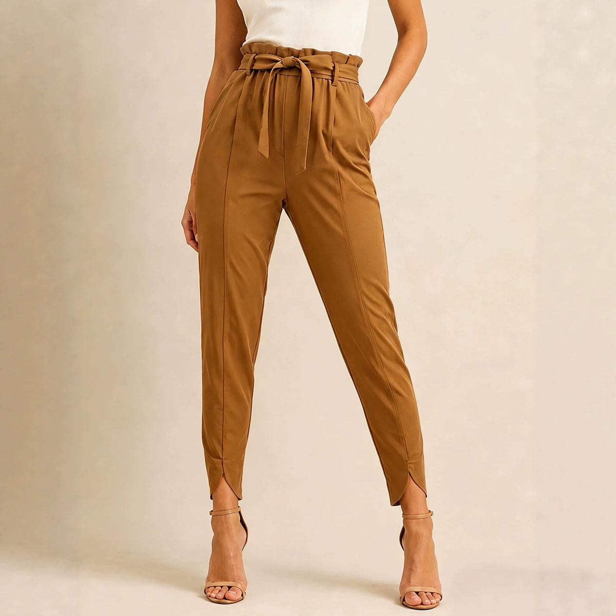 Stylish High-waisted Solid-color Versatile Chic Casual Womens Pants – Premium 0 | RICALOUX