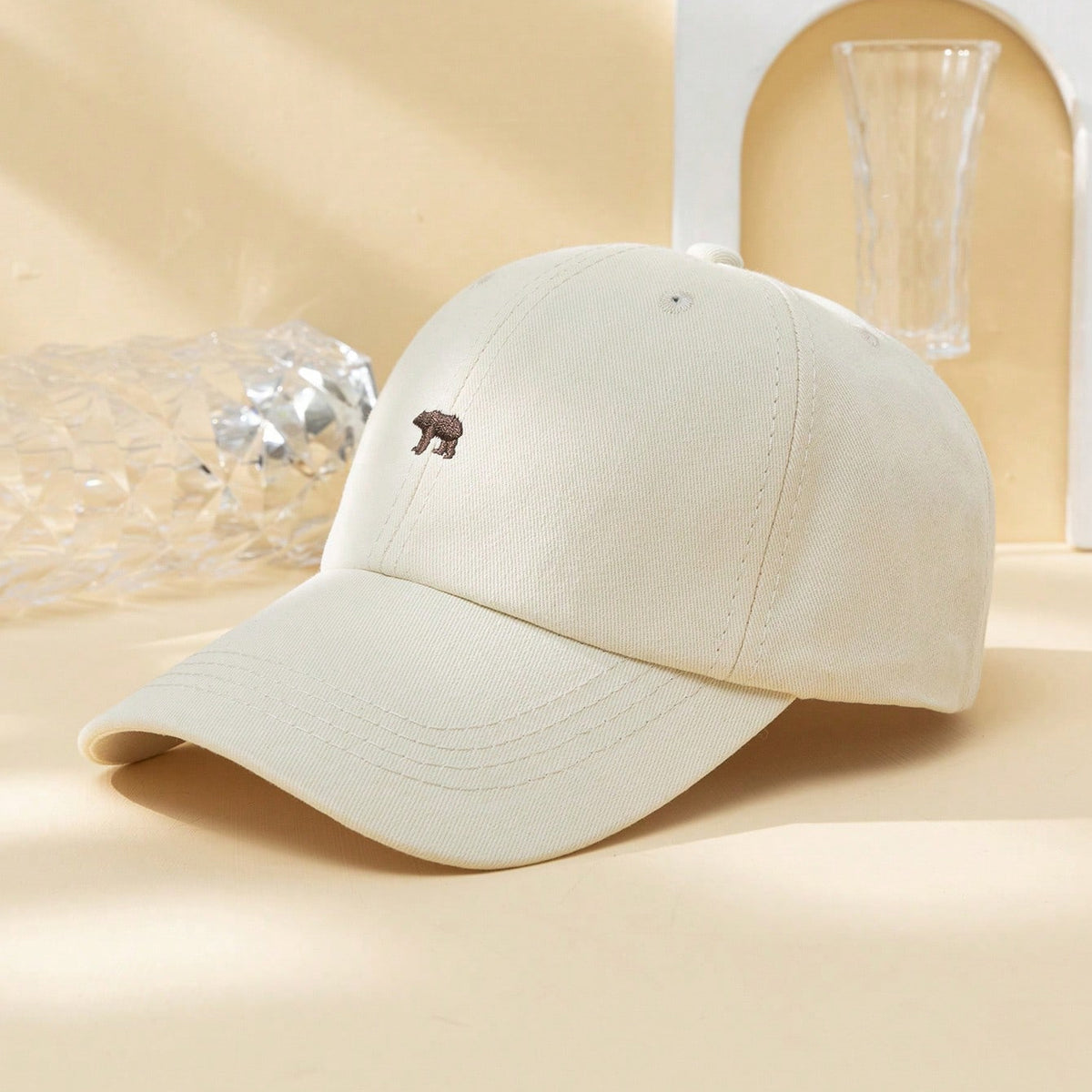Men's And Women's Matching Light-Gray Embroidered Simple Bear Style Casual Sporty Soft Top Adjustable Baseball Cap Suitable For Daily Commuting And Outdoor Travel – Premium 4 | RICALOUX