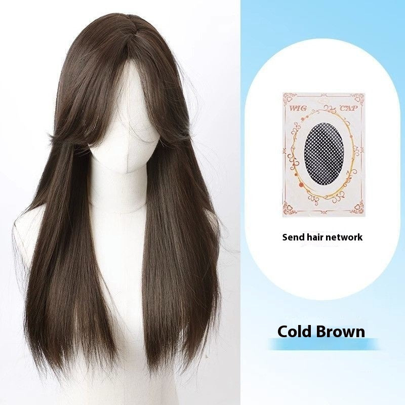 Jaulin Wig Women's Long Hair Forehead Lace Full-head Wig Mid-length Long Straight Hair Full Top Wig by Ricaloux