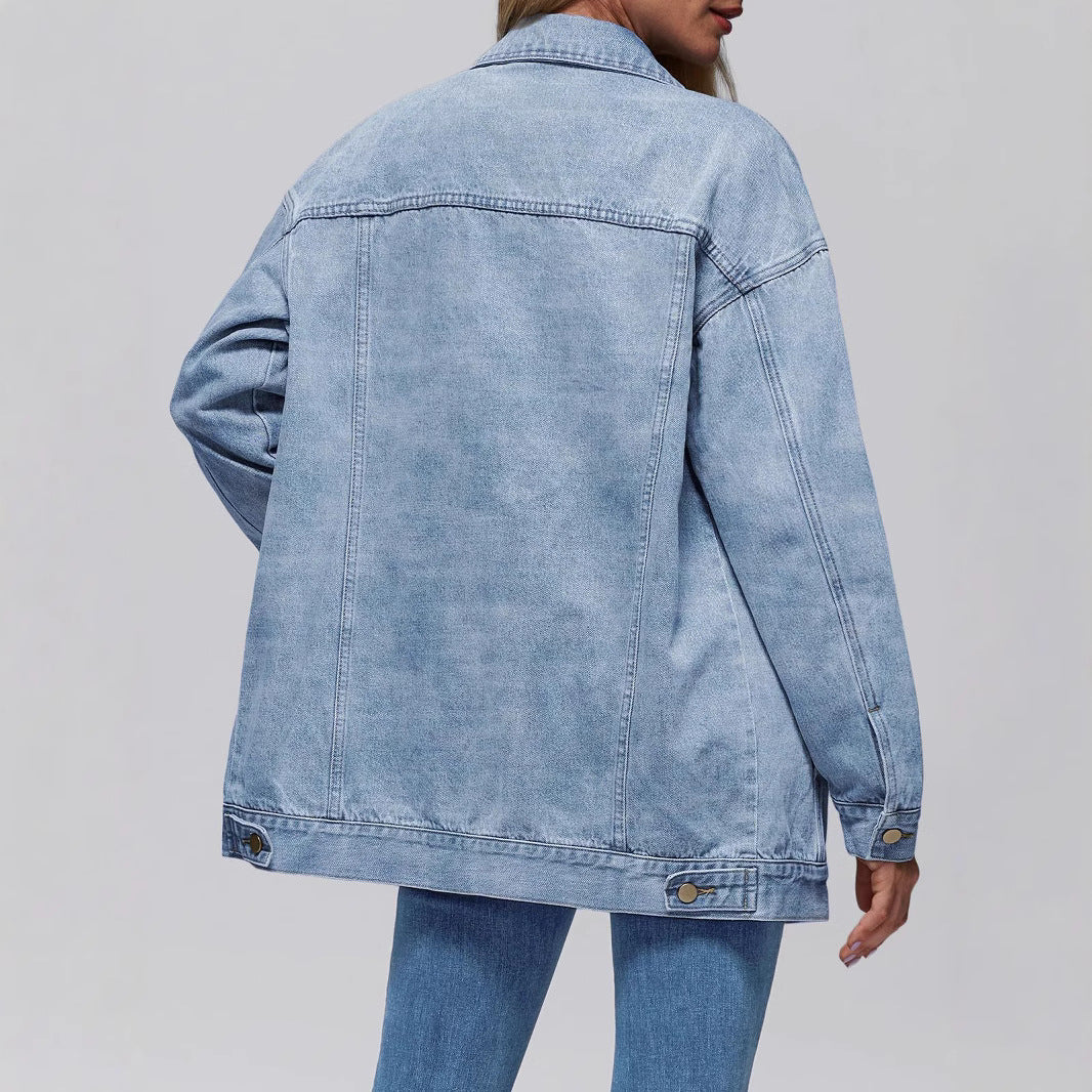 Womens Denim Jacket Long Sleeves by Ricaloux