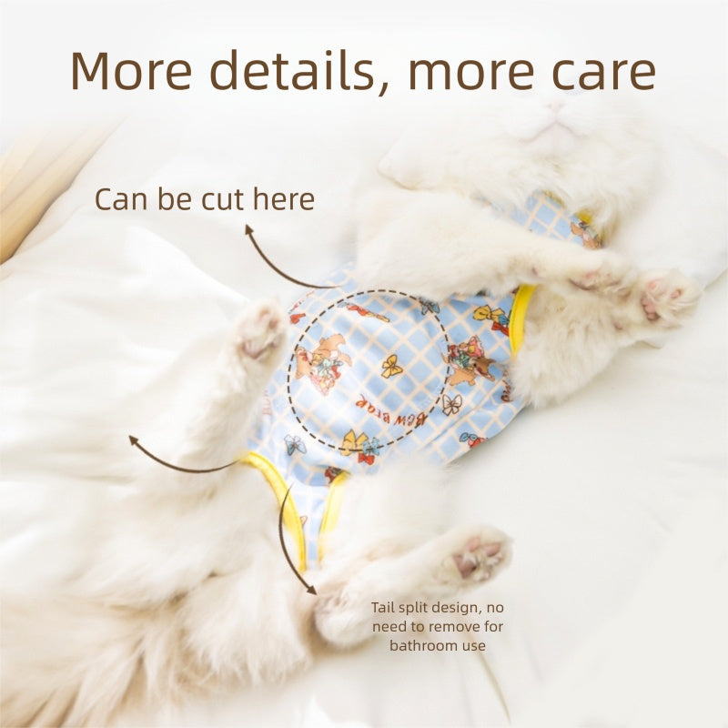 Cat Weaning Clothes Cute Sterilization Suit Protect Belly Clothing For Dogs Cats Anti-lick Recovery Clothing Pet Care Clothes by Ricaloux