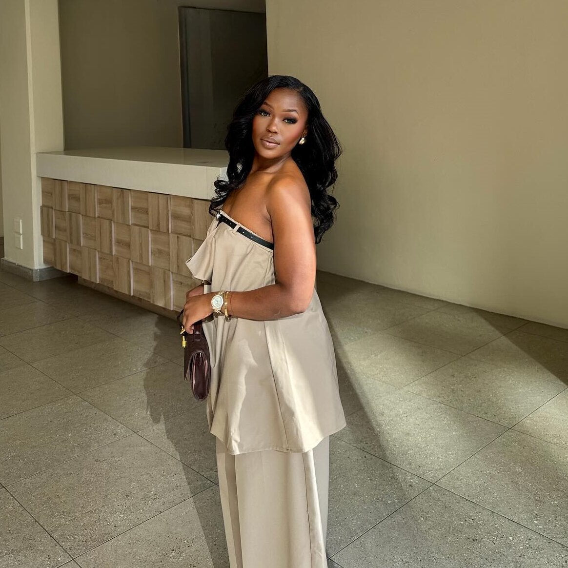 Casual Wide-leg Trousers And A Loose Bandeau Top With Tie-up Details Set – Premium 0 | RICALOUX