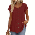 Womens Elegant And Fashionable Solid-color Round-neck Short-sleeve Top by Ricaloux