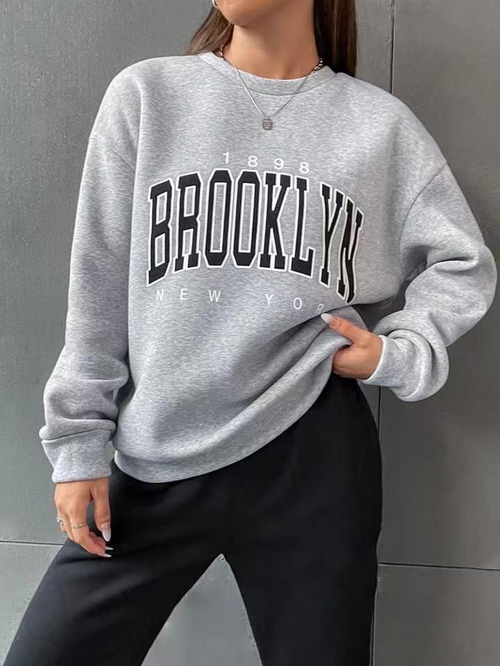 Women's Sweater Suit Hoodie Two-piece Pullover Letter Print 1898 New York Brooklyn - RICALOUX