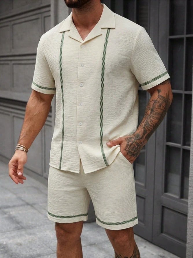 Mens Fashionable Printed Casual Shirt Set by Ricaloux