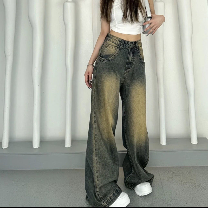 Retro-distressed High-waisted Loose-fit Jeans For Women by Ricaloux